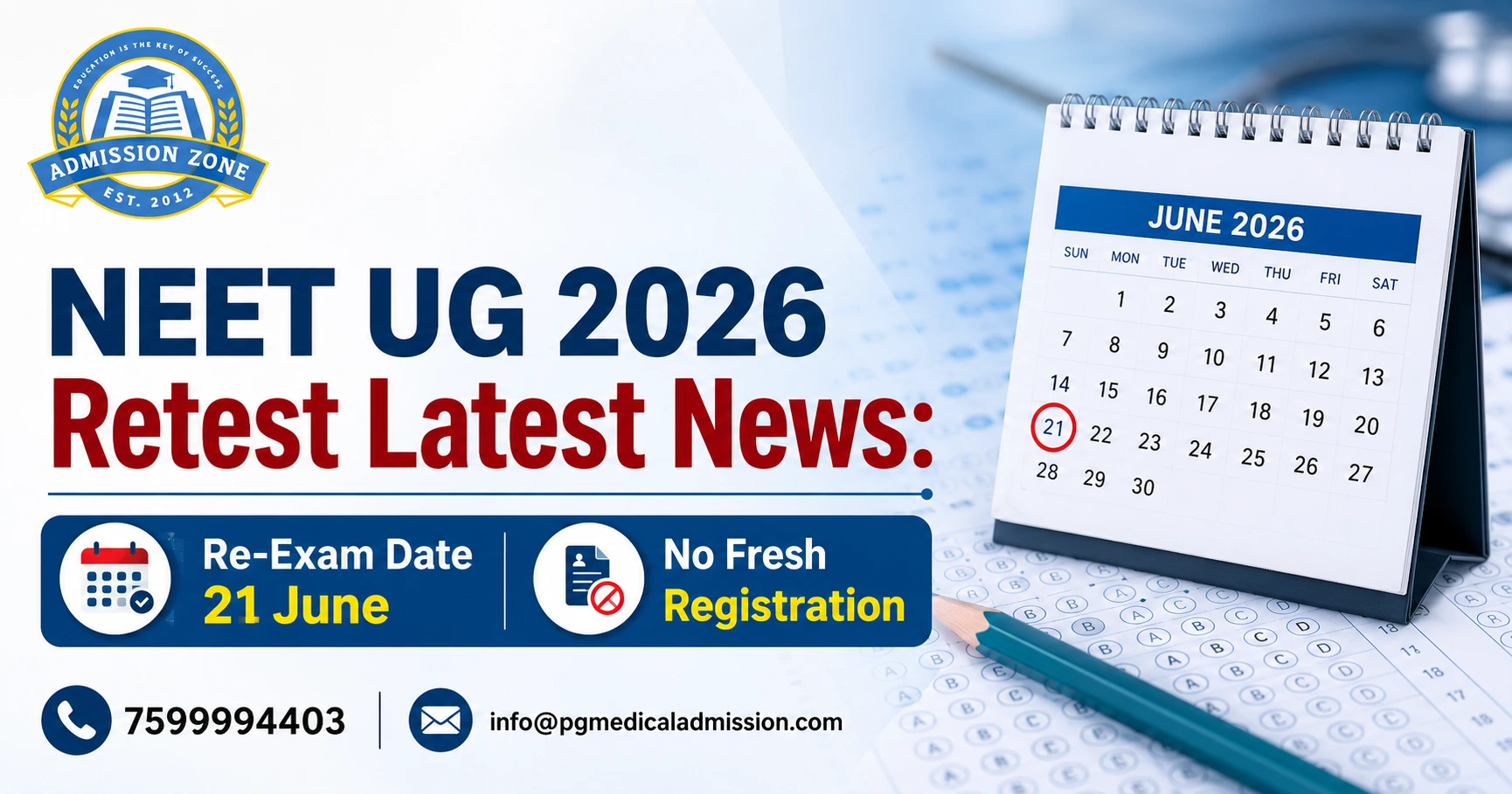 NEET UG 2026 Retest on June 21
